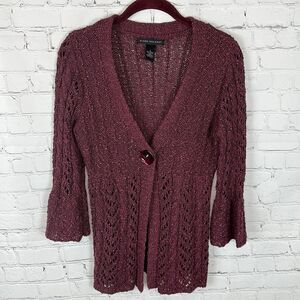 Elena Solano Knit Cardigan Size Small Bell Sleeve